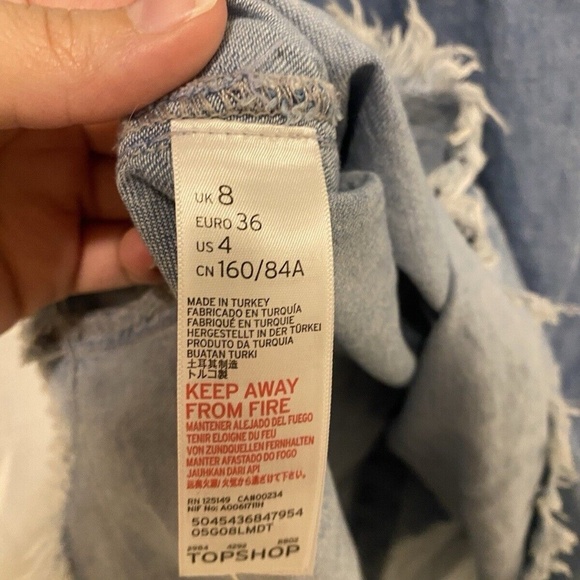 Topshop Moto Acid Wash Denim Shirt dress Size 4 - Picture 8 of 8